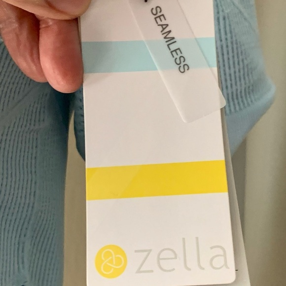 NWT ZELLA Orydalis Stretchy Seamless Short Sleeve Top Blue Workout Athletic SM - Picture 13 of 16